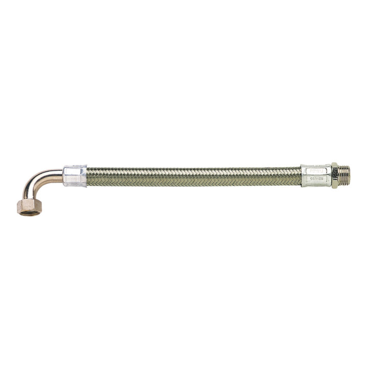 Flexibles eau froide tresse inox type inox (avec coude) 1" 500 mm