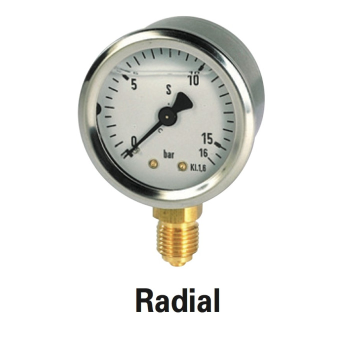 Manomètre radial diam 63 à bain de glycérine