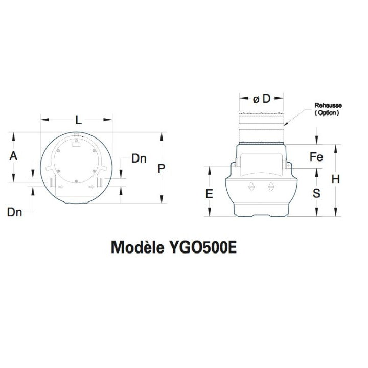 Dimensions séparateur YG0500E